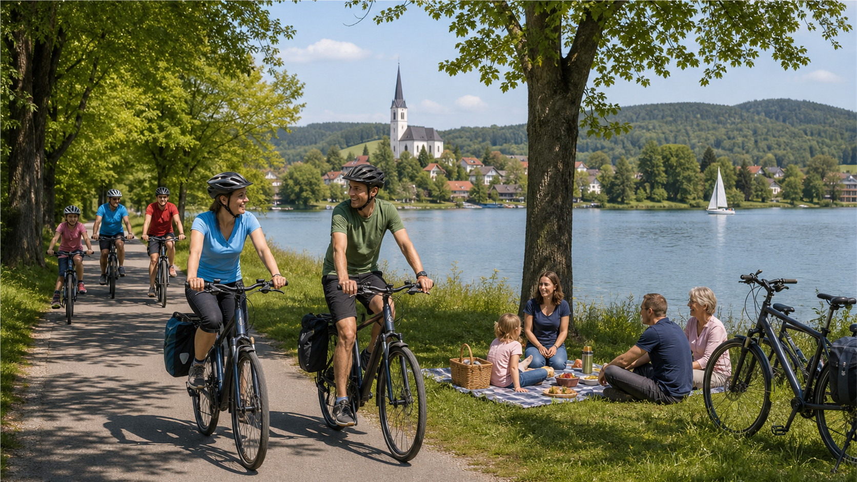 Countryside beer garden and bicycle stop on Ascension Day in Germany