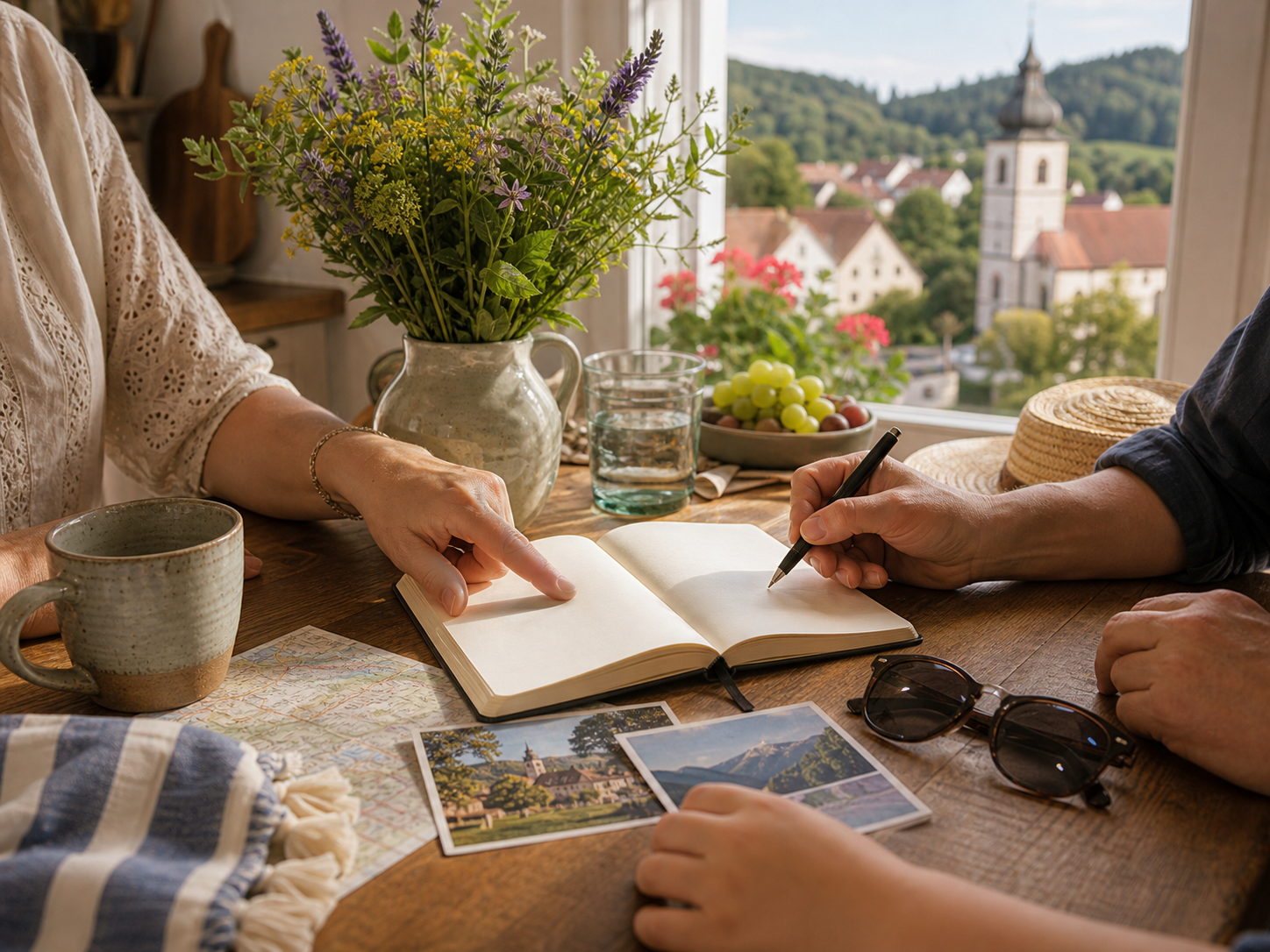 Planungsszene zu Mariä Himmelfahrt mit Urlaubstagen, Schulferien und Reise in Deutschland