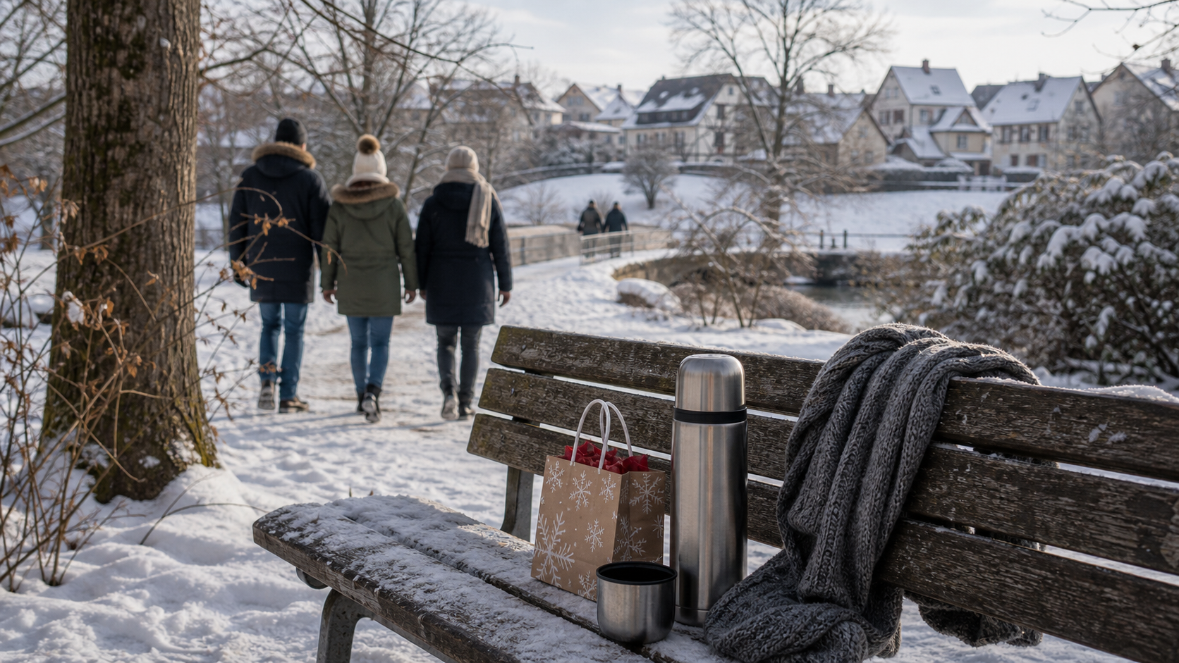 Winter return travel scene in Germany after Christmas